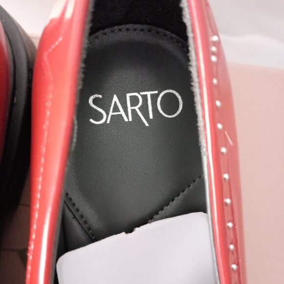 Sarto Franco Sarto Eden Red Patent Studded Penny Loafers Women Size 10 New - Picture 4 of 13